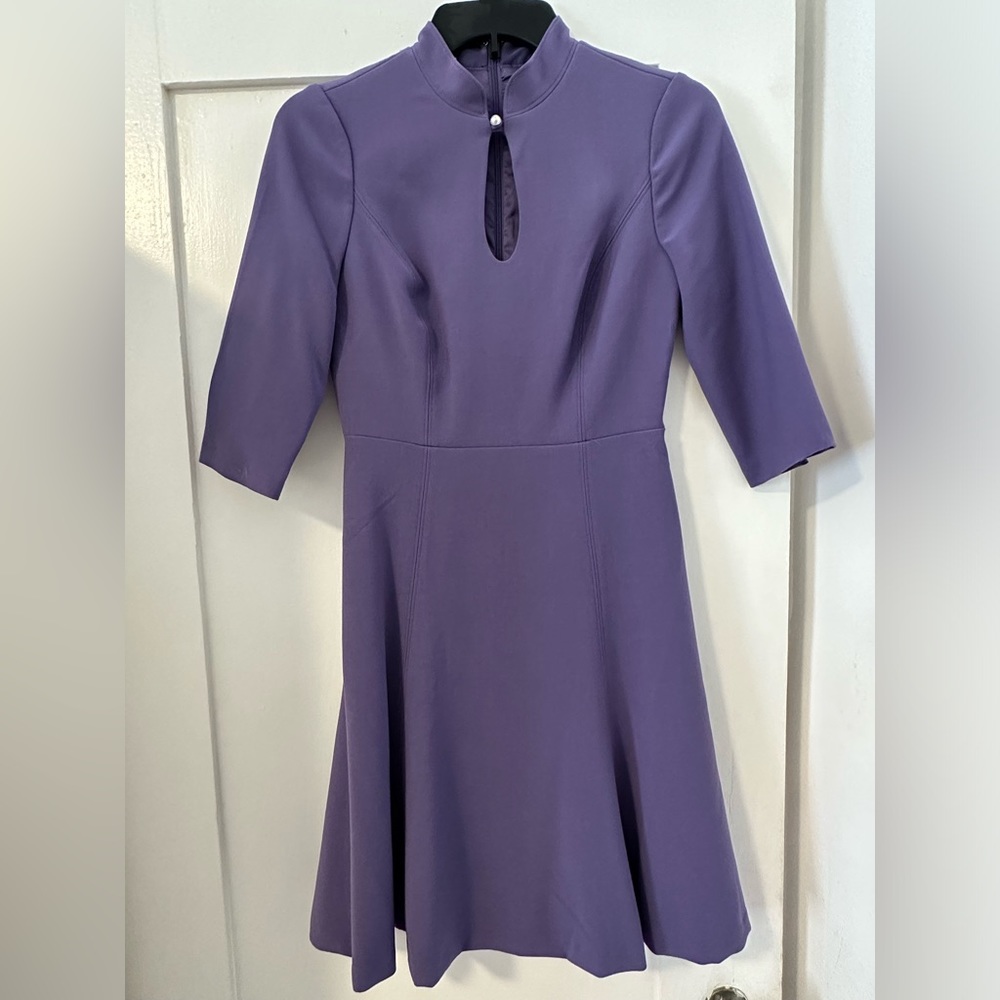 White House Black Market Purple Dress with Pearl Keyhole